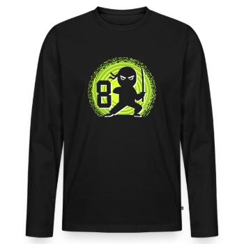 8ème anniversaire 8 ans Jeunes Enfants Ninja - T-shirt manches longues Premium bio Homme - noir - Devant - Nico (187cm)