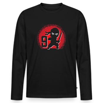 9ème anniversaire 9 ans Jeunes Ninjas Ninja - T-shirt manches longues Premium bio Homme - noir - Devant - Nico (187cm)