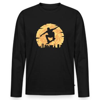 Skater Skateboarder Design Skateboard Skaten - Männer Premium Bio Langarmshirt - Schwarz - Vorne - Nico (187cm)