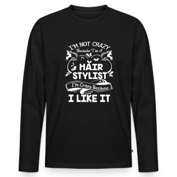 Hair Stylist Crazy Hair Stylist - Men's Premium Organic Long Sleeve Shirt - black - Front - Nico (187cm)