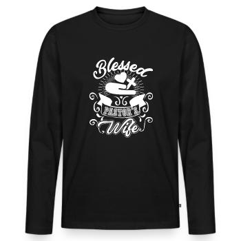 Pastor Pastor's Wife - Men's Premium Organic Long Sleeve Shirt - black - Front - Nico (187cm)