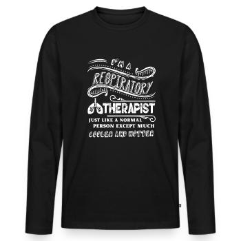 Respiratory Therapist Hotter Respiratory Therapist - Men's Premium Organic Long Sleeve Shirt - black - Front - Nico (187cm)