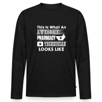 Pharmacy Technician Awesome Pharmacy Technician - Men's Premium Organic Long Sleeve Shirt - black - Front - Nico (187cm)