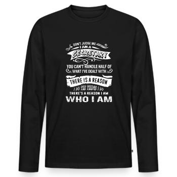 Secretary Don't Judge Secretary - Men's Premium Organic Long Sleeve Shirt - black - Front - Nico (187cm)