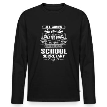 School Secretary Proud School Secretary - Men's Premium Organic Long Sleeve Shirt - black - Front - Nico (187cm)