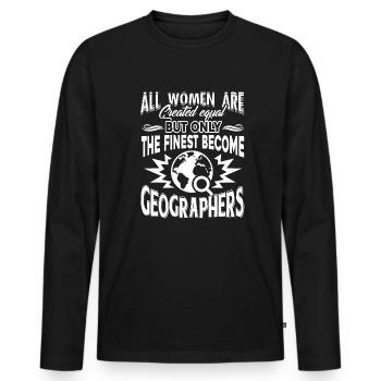 Geographer The Finest Become Geographers - Men's Premium Organic Long Sleeve Shirt - black - Front - Nico (187cm)