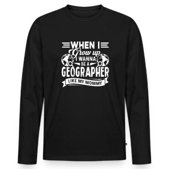 Geographer Wanna Be A Geographer - Men's Premium Organic Long Sleeve Shirt - black - Front - Nico (187cm)