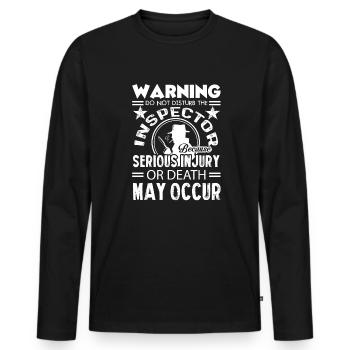 Inspector Warning Do Not Disturb The Inspector - Men's Premium Organic Long Sleeve Shirt - black - Front - Nico (187cm)