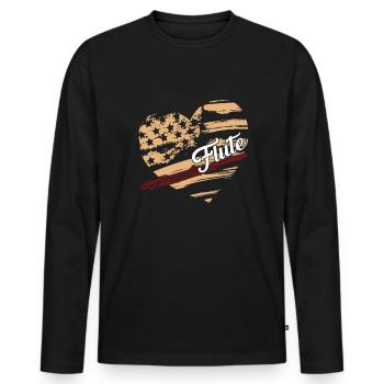 Flute Flute Flag - Men's Premium Organic Long Sleeve Shirt - black - Front - Nico (187cm)