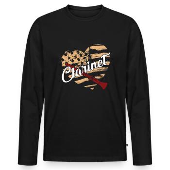 Clarinet Clarinet Flag - Men's Premium Organic Long Sleeve Shirt - black - Front - Nico (187cm)