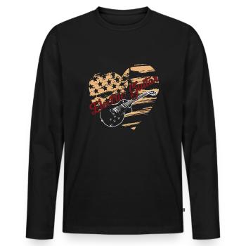 Electric Guitar Electric Guitar Flag - Men's Premium Organic Long Sleeve Shirt - black - Front - Nico (187cm)