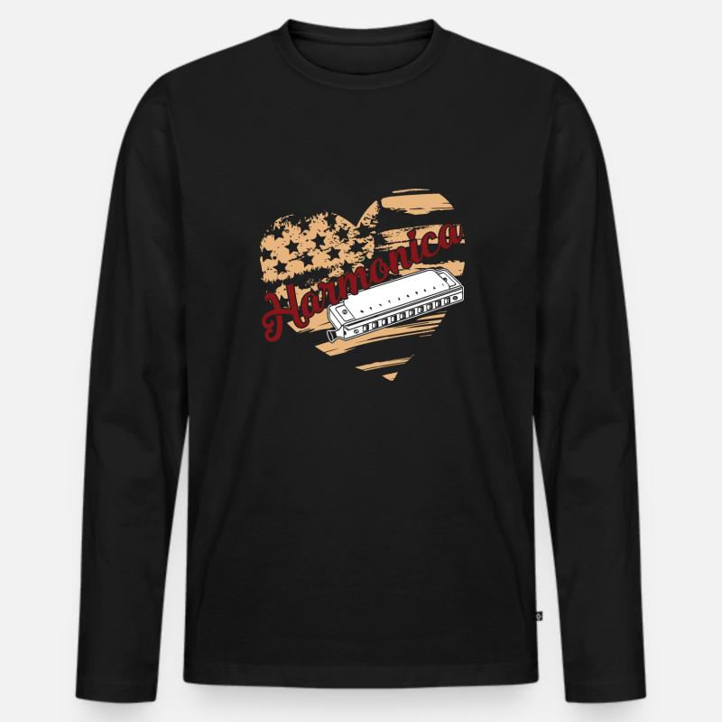Harmonica Harmonica Flag - Men's Premium Organic Long Sleeve Shirt - black