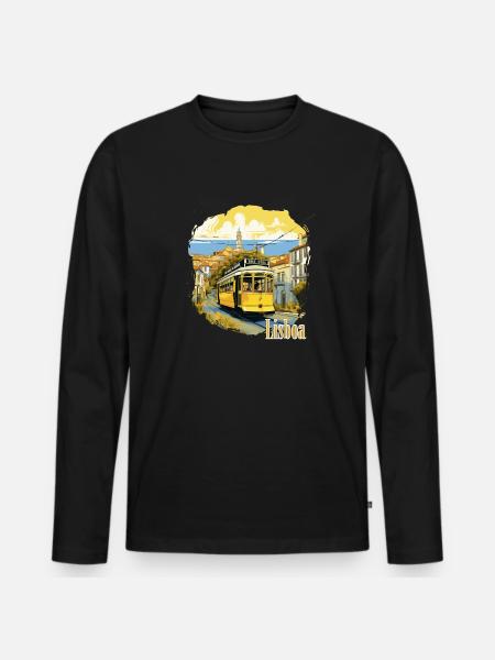 Lisbon - Lisboa - Men's Premium Organic Long Sleeve Shirt - black