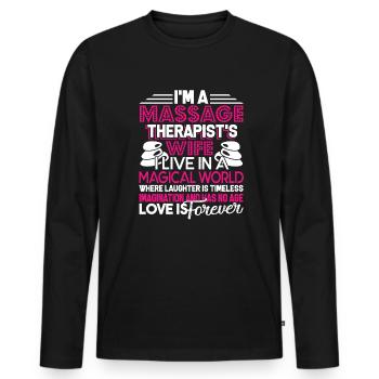 Massage Therapist Massage Therapist's Wife - Men's Premium Organic Long Sleeve Shirt - black - Front - Nico (187cm)