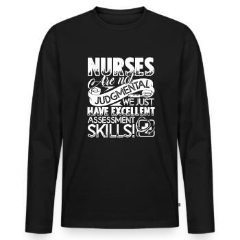 Nurse Nurses Excellent Skills - Men's Premium Organic Long Sleeve Shirt - black - Front - Nico (187cm)