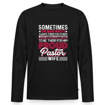 Pastor Proud Pastor Wife - Men's Premium Organic Long Sleeve Shirt - black - Front - Nico (187cm)