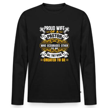 Pastor Proud Wife Of A Pastor - Men's Premium Organic Long Sleeve Shirt - black - Front - Nico (187cm)