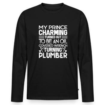 Plumber Plumber Prince Charming - Men's Premium Organic Long Sleeve Shirt - black - Front - Nico (187cm)