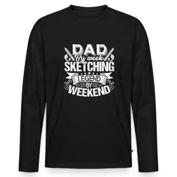 Sketching I'm A Dad And Sketching Legend - Men's Premium Organic Long Sleeve Shirt - black - Front - Nico (187cm)