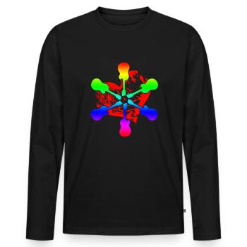 Acoustic Guitar Rainbow - Men's Premium Organic Long Sleeve Shirt - black - Front - Nico (187cm)