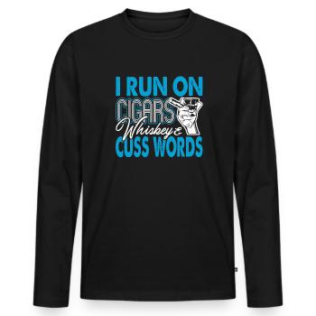Cigar Smoking I Runs On Cigars - Men's Premium Organic Long Sleeve Shirt - black - Front - Nico (187cm)