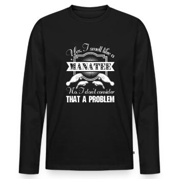I Smell Like A Manatee - Men's Premium Organic Long Sleeve Shirt - black - Front - Nico (187cm)