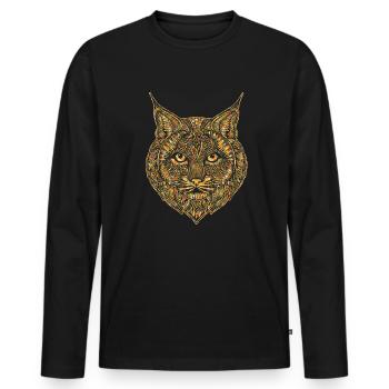 Bobcat Geometric Face - Men's Premium Organic Long Sleeve Shirt - black - Front - Nico (187cm)