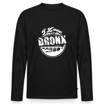 I Love The Bronx - Men's Premium Organic Long Sleeve Shirt - black - Front - Nico (187cm)