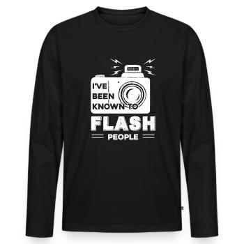 Photographer Known To Flash People - Men's Premium Organic Long Sleeve Shirt - black - Front - Nico (187cm)