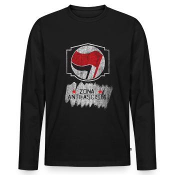 antifa zona antifascista - Men's Premium Organic Long Sleeve Shirt - black - Front - Nico (187cm)