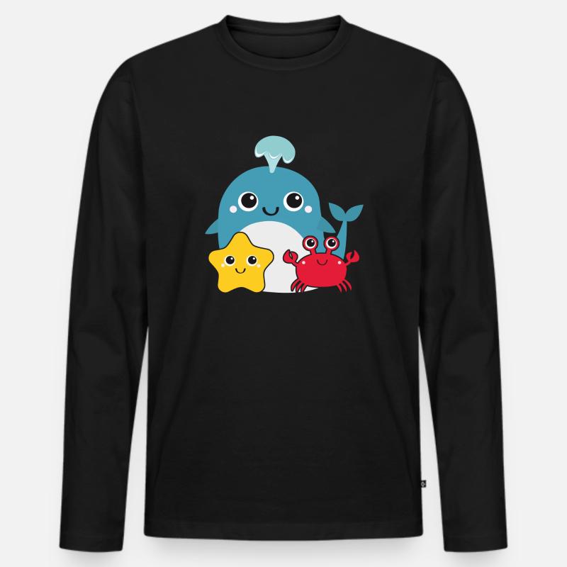 Kleiner Wal - Männer Premium Bio Langarmshirt - Schwarz