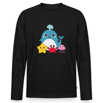 Kleiner Wal mit Freunden - Männer Premium Bio Langarmshirt - Schwarz - Vorne - Nico (187cm)