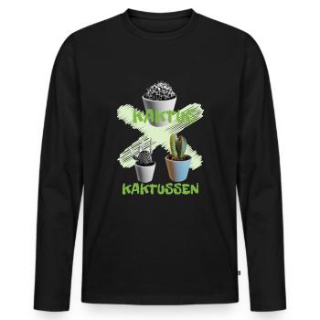 I love clothes / Kaktus - Männer Premium Bio Langarmshirt - Schwarz - Vorne - Nico (187cm)