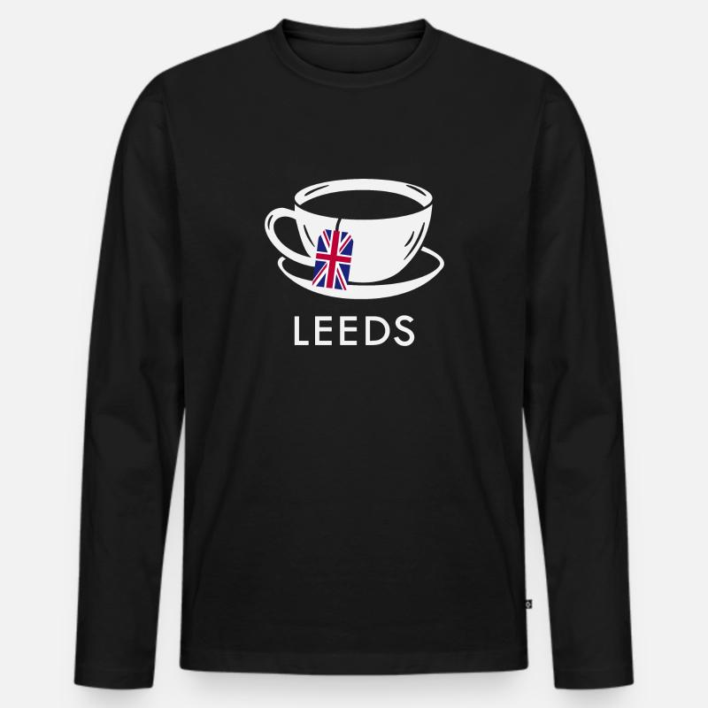 Leeds Teetasse UK Flagge Teebeutel - Männer Premium Bio Langarmshirt - Schwarz