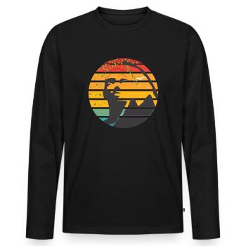 Hangover – Retro Mountaineer Head Silhouette - Men's Premium Organic Long Sleeve Shirt - black - Front - Nico (187cm)