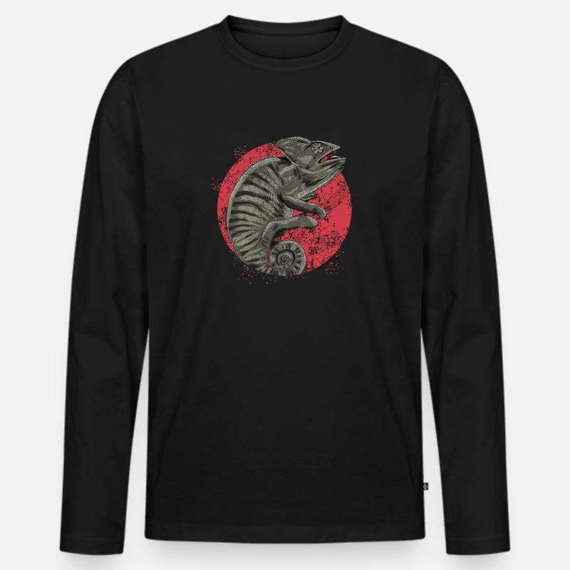 Chameleon in graubraun - Männer Premium Bio Langarmshirt - Schwarz