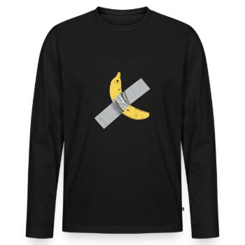 Ruban adhésif en toile d'oeuvre d'art comique de banane - T-shirt manches longues Premium bio Homme - noir - Devant - Nico (187cm)