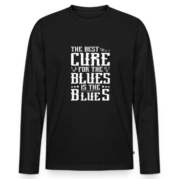 The Best Cure for the Blues is the Blues - Men's Premium Organic Long Sleeve Shirt - black - Front - Nico (187cm)