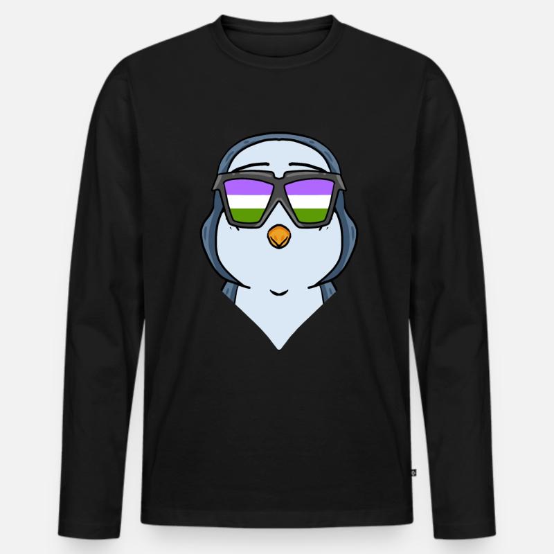 Genderqueer Pinguin - Männer Premium Bio Langarmshirt - Schwarz