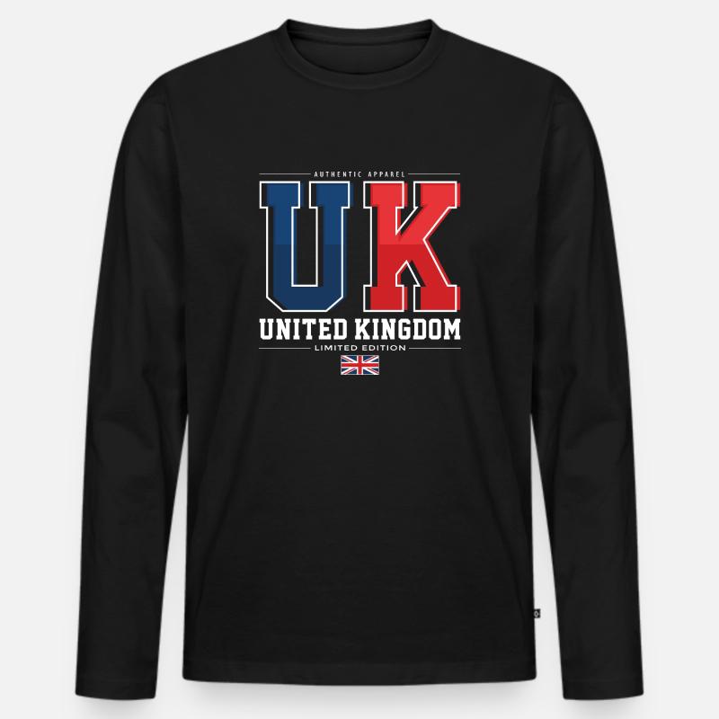 UK - Männer Premium Bio Langarmshirt - Schwarz