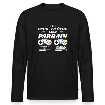 Do you want to be my godfather, Gamer godfather request - Men's Premium Organic Long Sleeve Shirt - black - Front - Nico (187cm)