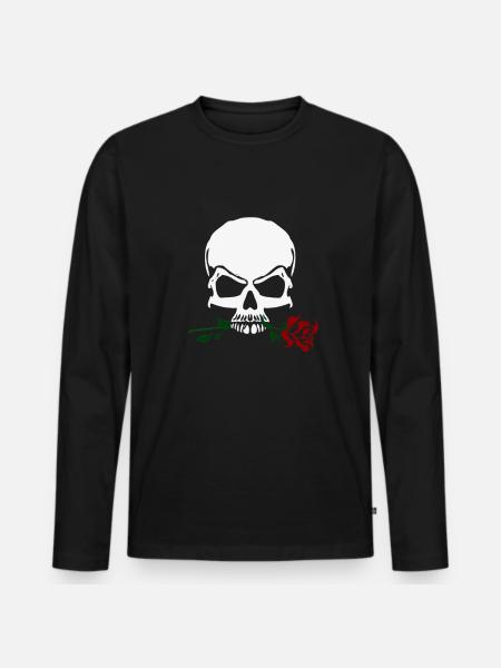 Rose And Skull - Men's Premium Organic Long Sleeve Shirt - black