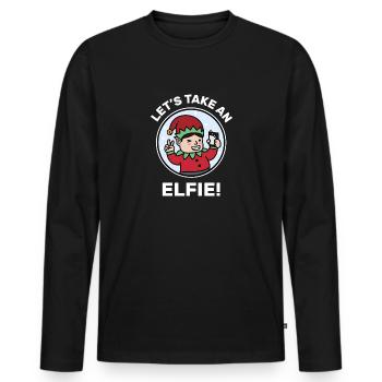 Christmas. XMas. Wine. Santa Clause. Elves. - Men's Premium Organic Long Sleeve Shirt - black - Front - Nico (187cm)