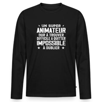 Super Entertainer - Men's Premium Organic Long Sleeve Shirt - black - Front - Nico (187cm)