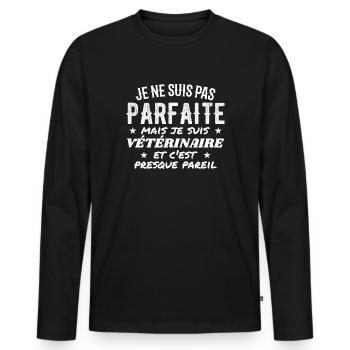 Not perfect but vetivist - Men's Premium Organic Long Sleeve Shirt - black - Front - Nico (187cm)