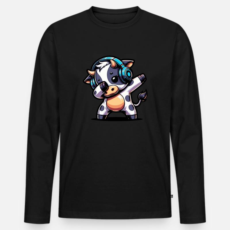 Dabbing Kuh - Männer Premium Bio Langarmshirt - Schwarz