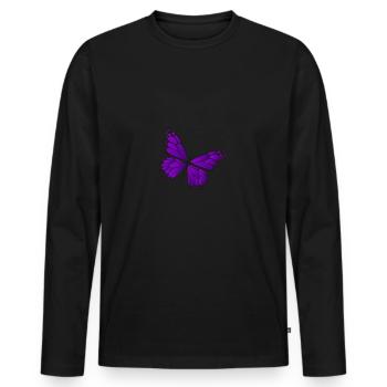 Purple Butterfly Emoji - Männer Premium Bio Langarmshirt - Schwarz - Vorne - Nico (187cm)