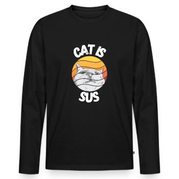 Cat is sus - Männer Premium Bio Langarmshirt - Schwarz - Vorne - Nico (187cm)