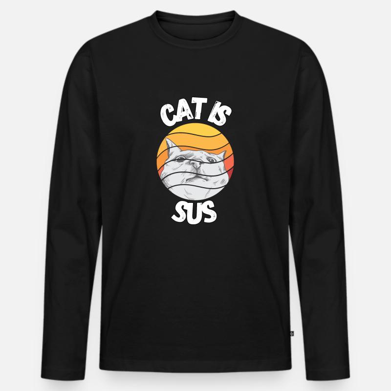 Cat is sus - Männer Premium Bio Langarmshirt - Schwarz