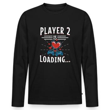 Le père de devenir Player 2 Grossesse Jeux Proverbes - T-shirt manches longues Premium bio Homme - noir - Devant - Nico (187cm)
